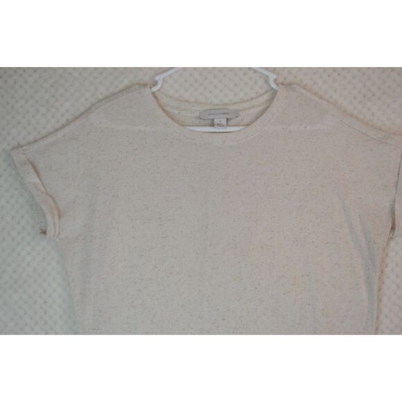 Madison Grey Women's Small Cream Linen Blend Side Tie Short Sleeve Top - Picture 2 of 12